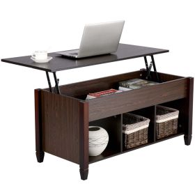 41" Lift Top Coffee Table with 3 Storage Compartments, Espresso