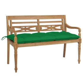 Batavia Bench with Green Cushion 47.2" Solid Teak Wood