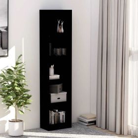 5-Tier Book Cabinet Black 15.7"x9.4"x68.9" Engineered Wood