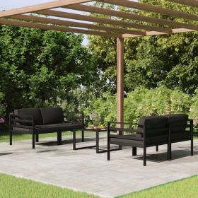 5 Piece Patio Lounge Set with Cushions Aluminum Anthracite