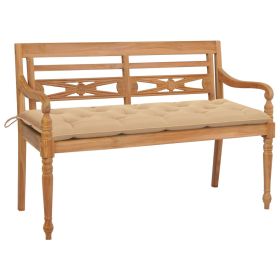 Batavia Bench with Beige Cushion 59.1" Solid Teak Wood