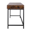 Industrial Grained Wooden Computer Desk with 2 Drawers; Brown and Black