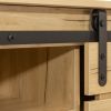 Side Cabinet Buffet Sideboard with Sliding Barn Door and Interior Shelves