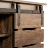 Side Cabinet Buffet Sideboard with Sliding Barn Door and Interior Shelves,Espresso