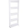 Slide-Out Pantry Storage Rack - 5-Tier White Plastic Pantry Organization and Storage Rolling Cart With Baskets for Narrow Spaces