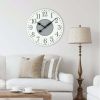 Indoor Round 23.5" White and Gray Arabic Wainscot Farmhouse Analog Wall Clock