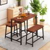 4-Piece Dining Table Set Home Kitchen Table and Chairs Industrial Wooden Dining Set with Metal Frame and 2 Stools+1 Bench; Brown