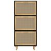 Shoe Cabinet Black 20.5"x9.8"x45.3" Engineered Wood&Natural Rattan