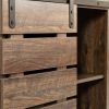 Side Cabinet Buffet Sideboard with Sliding Barn Door and Interior Shelves,Espresso