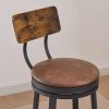 Swivel Bar Stool; High Bar Stool With Backrest; PU Soft Seat Cushion; Industrial; Thickened Iron Frame; Footrest.(Rustic Brown; 13.4''w x 40.5''h)