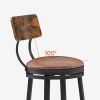 Swivel Bar Stool; High Bar Stool With Backrest; PU Soft Seat Cushion; Industrial; Thickened Iron Frame; Footrest.(Rustic Brown; 13.4''w x 40.5''h)