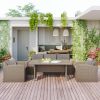 Outdoor Patio Furniture Set 4-Piece Conversation Set Wicker Furniture Sofa Set with Beige Cushions