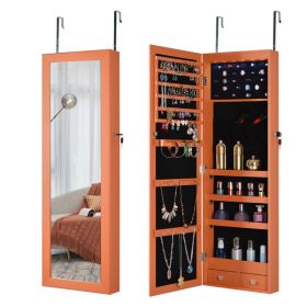 Fashion Simple Jewelry Storage Mirror Cabinet With LED Lights Can Be Hung On The Door Or Wall (Color: as picture)