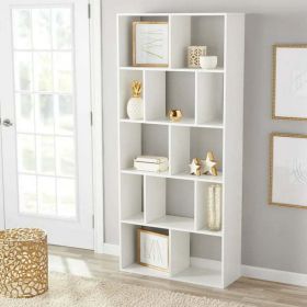 12-Cube Shelf Bookcase, Espresso (Color: White)