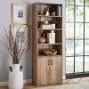 Traditional 5 Shelf Bookcase With Doors, Black