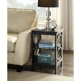 Omega End Table with Shelf, Black (Color: Black)