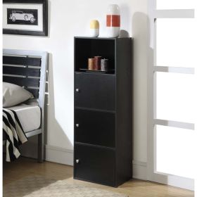 Storage 3 Door Cabinet with Shelf, Black (Color: Black)