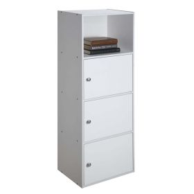 Storage 3 Door Cabinet with Shelf, Black (Color: White)