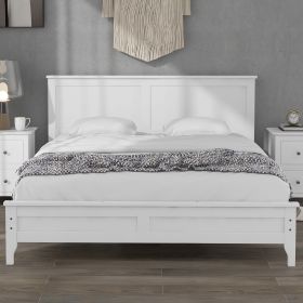 Modern  Solid Wood Queen Platform Bed (Color: White)