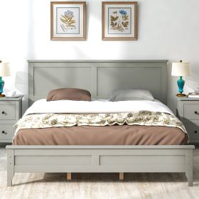 Modern  Solid Wood Queen Platform Bed (Color: Gray)