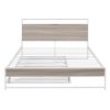 Queen Size Metal Platform Bed Frame with Trundle;  USB Ports and Slat Support ; No Box Spring Needed