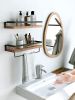 Floating bathroom shelf with towel rail; bathroom/living/kitchen/bedroom wall shelf set of 2; light brown; dark brown; black.