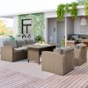 Outdoor Patio Furniture Set 4-Piece Conversation Set Wicker Furniture Sofa Set with Beige Cushions