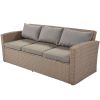 Outdoor Patio Furniture Set 4-Piece Conversation Set Wicker Furniture Sofa Set with Beige Cushions