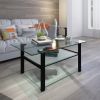 Transparent glass black coffee table, modern simple, living room coffee table, side center table