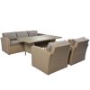 Outdoor Patio Furniture Set 4-Piece Conversation Set Wicker Furniture Sofa Set with Beige Cushions