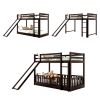 Twin Over Twin Bunk Bed with Slide and Ladder