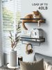 Floating bathroom shelf with towel rail; bathroom/living/kitchen/bedroom wall shelf set of 2; light brown; dark brown; black.