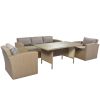 Outdoor Patio Furniture Set 4-Piece Conversation Set Wicker Furniture Sofa Set with Beige Cushions