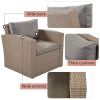 Outdoor Patio Furniture Set 4-Piece Conversation Set Wicker Furniture Sofa Set with Beige Cushions