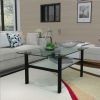 Transparent glass black coffee table, modern simple, living room coffee table, side center table