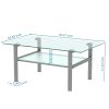 Transparent glass black coffee table, modern simple, living room coffee table, side center table