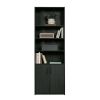 Traditional 5 Shelf Bookcase With Doors, Black