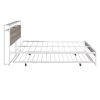 Queen Size Metal Platform Bed Frame with Trundle;  USB Ports and Slat Support ; No Box Spring Needed