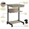 Rolling Computer Desk with 2 Storage Shelves and Drawer, Black