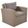 Outdoor Patio Furniture Set 4-Piece Conversation Set Wicker Furniture Sofa Set with Beige Cushions