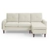 80' Convertible Sectional Sofa Couch;  3 Seats L-shape Sofa with Removable Cushions and Pocket;  Rubber Wood Legs