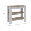 Rockaway 1-Drawer 2-Shelf Kitchen Island White and Light Oak