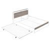 Queen Size Metal Platform Bed Frame with Trundle;  USB Ports and Slat Support ; No Box Spring Needed